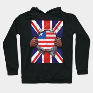 Liberia Flag Great Britain Flag Ripped - Gift for Liberian From Liberia Hoodie